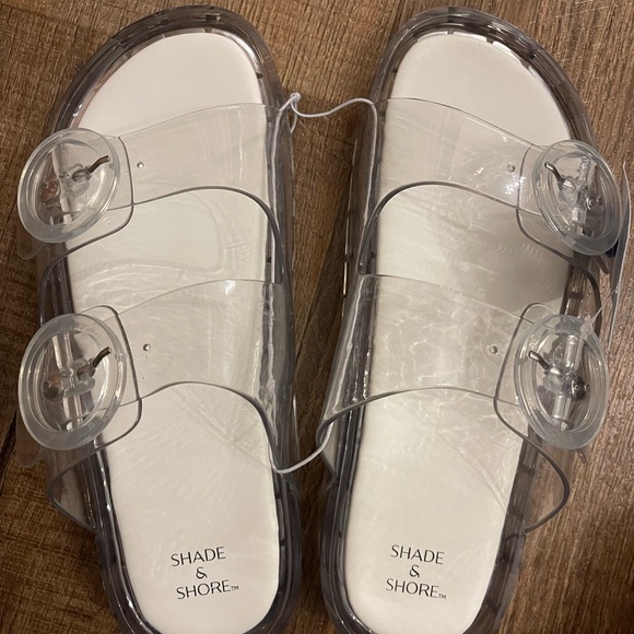 a new day Shoes - a new day Clear Slide Sandals with White Footbed